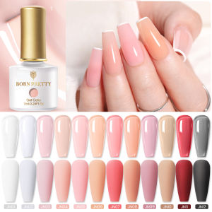 BORN PRETTY 7/10ML Transparent Jelly Gel Polish Complete Set Pink Nude Gel Nail Art Polish Nail UV Gel UV Gel Nail Extension Gel Reflective Glitter Top Coat Function Gel Nail Glue