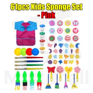 Pink 61 pcs Kid Sponge Painting Set |Art Sponge Painting|Kid Drawing Painting Tools|Painting Tool|Painting set|Painting DIY|Painting supplies|Kid Painting Kit|Kid painting brush set|Creative Painting|Kid Painting Fun|Kid Sponge Painting