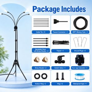 Standing Misters Adjustable Height Misting System Portable Cooling for Roadside Stall Patio