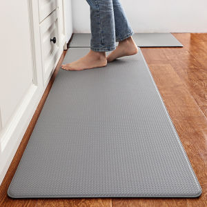 PVC Kitchen Carpet Waterproof Oilproof PU Leather Kitchen Mat Non Slip Floor Mat for Living Room Bedroom Doormat