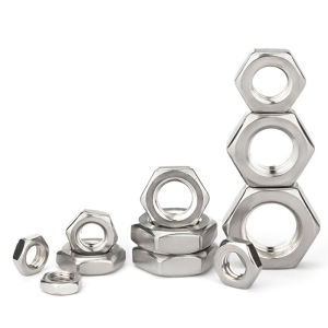 304 Stainless Steel Flat Hex Hexagon Thin Nut M3 M4 M5 M6 M8 M10 M12 M14 M16 M20 Jam Nuts Wafer Low Thin Jam Nut Metric Threaded