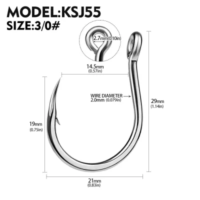 PROBEROS 10PCS Minnow Inline Single Hook Carbon Steel Fishhooks Jig Hook 1/0# 2/0# 3/0# 4/0# 5/0# Barbed Carp Fishing Hooks Saltwater Fishing Accessories KSJ55