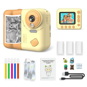 Kids Instant Print Camera Kids Camera 1080P Digital Camera for Kids 2.4 Inch IPS Screen 10X Zoom Built-in with Thermal Printing Paper Color Pens Neck Strap Birthday Festival Gift for Children Boys Girls