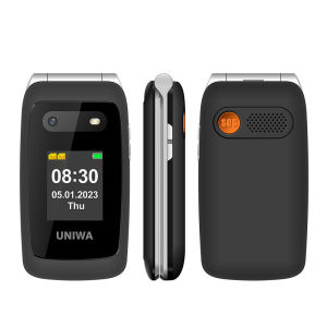 4G Flip โทรศัพท์ผู้สูงอายุ UNIWA V202T หน้าจอคู่ปุ่มกดขนาดใหญ่ 1450mAh แบตเตอรี่ปุ่มโทรฉุกเฉินโทรศัพท์มือถือ