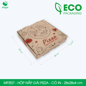 MPZI07 - 28x28x4cm - Combo 100 hộp pizza in sẵn hộp carton cứng cáp an toàn thực phẩm dày dặn