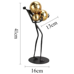 Sacesr Modern Figurines Metal Ball Bearer Figurine Aesthetic Creative Art Sculptures Luxury Living Room Ornaments Home Decorations P9M4Y