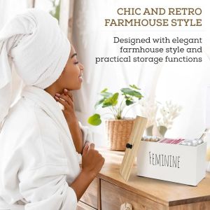 ZG285 có nắp Hộp lưu trữ miếng bông 1/3 lưới Gỗ Giá đỡ băng vệ sinh Thực tế Dung tích lớn Giá đỡ tăm bông cho Sản phẩm Phụ nữ