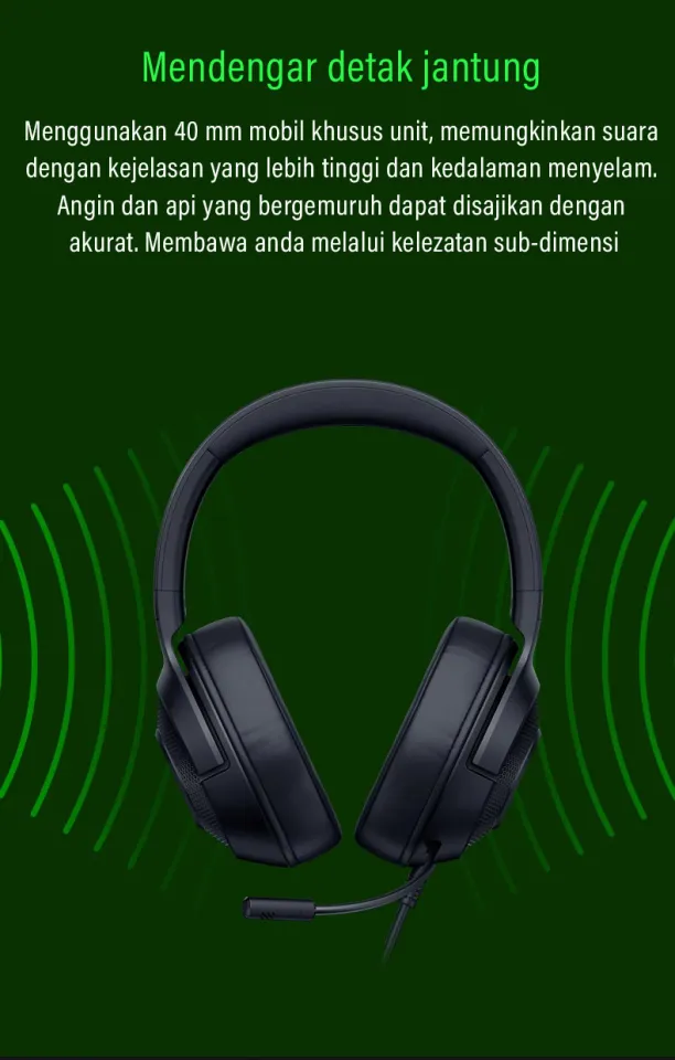 Razer kraken X Headset Gaming Suara Sekitar dengan Mikrofon