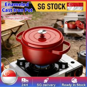 Enamel Pot Cast iron Pot Household Soup Pot Uncoated Pot Multi-Function Pot Induction Cooker Oven Gas Stove Kitchen Cooke