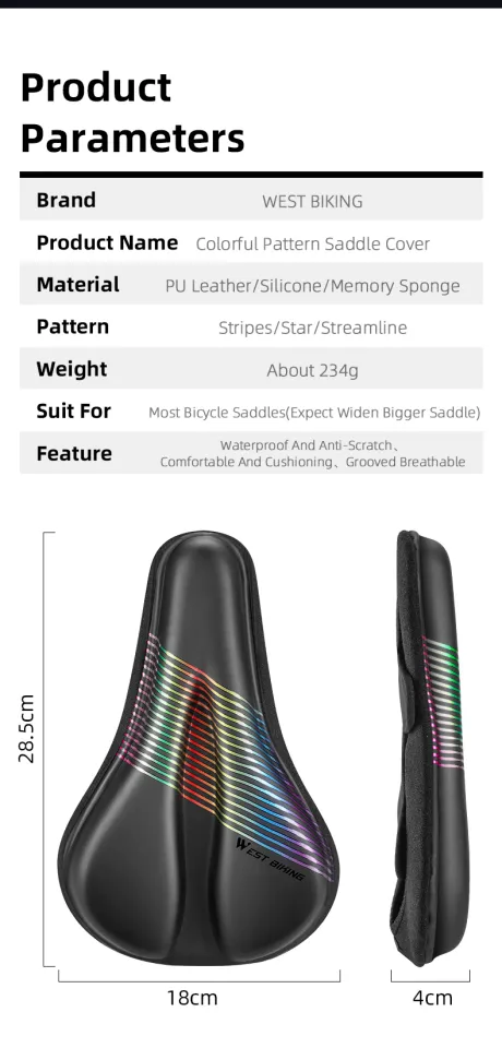 Housse De Selle Vélo West Biking - Gel Cuir PU - Rembourrée Et Imperméable - Noir