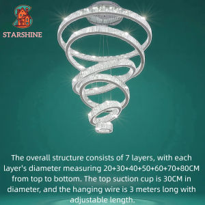 Modern home decoration crystal chandelier stair Pendant lamp living room Pendant lights interior lighting Tricolor With APP/Remote
