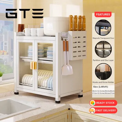 GTE 2/3 Layer Kitchen Dish Drainer Rack Cupboard Rack Dustproof Dish Cabinet Drain Countertop For Bowls and Chopsticks Storage Tableware Storage Cabinet Rak Pinggan Mangkuk Kabinet - Fulfilled by GTE SHOP