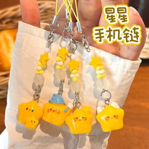 Cute 3D Little Star Mobile Phone Chain Pendant Angel Five-pointed Star Beaded Pendant Bag Decoration Small Pendant
