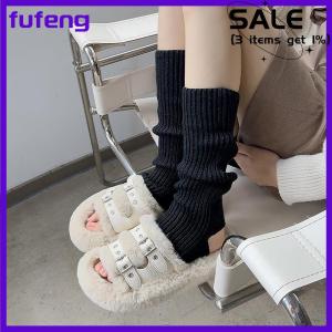 fufeng Y2k Mùa Đông Chân Ấm Fluffy Goth Phụ Kiện Gothic Lolita Đan Vớ Dài Phụ Nữ Chân Ấm Phụ Nữ Sock Gothic Phong Cách Legging