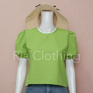 Rosie Puff Sleeves Round Neck Blouse Korean Bkk Bangkok Inspired Trendy Top Casual Office Outfit