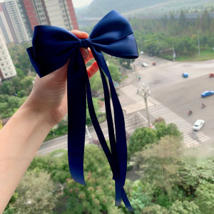 Minwen Vintage Large Bow Hair Clip Trend Long Ribbon Hairpins Barrettes Headwear For Women Girl Hair Accessories Wedding Jewelry