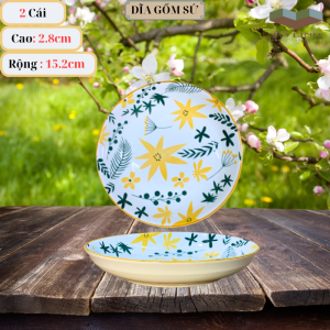 Combo 5 đĩa gốm sứ cao cấp hoạ tiết hoa 15cmđĩa gốm sứ cao cấp