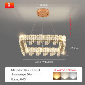 Lampu kristal dekoratif ruang makan sederhana modern lampu kristal dekoratif 3 warna lampu LED lampu ruang tamu lampu ruang tamu