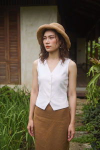 Áo Vest Gilet Linen Trắng An Nam TOP203 thời trang Hity