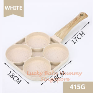 Maifan Stone 4-Hole Non-Stick Egg Burger Pan | Fast Heat Conducting | Wooden Handle | Lucky Home