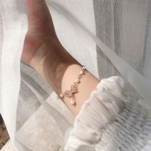 【Pharaoh🎀COD】Gelang Bangle Tipis Hias Kristal Mutiara Wanita Aksen Pita Gaya Ikatan Simpul Hadiah Aksesoris Perhiasan Fashion Korea Untuk Tangan Rantai Ready Stock