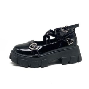 Womens Vintage Lolita Mary Jane Shoes British Style Thick Sole JK Leather Shoes