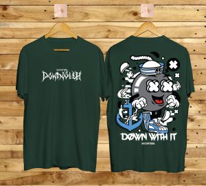 Kaos Tshirt Pria Terbaru Samurai Jepang jejak tanga Warna Toska Distro Lengan Pendek Motif Sablon Bergambar Keren