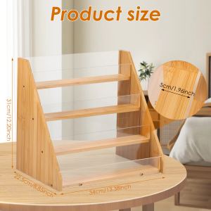 Wooden 4 Tier Card Display Stand Portable Display Multifunctional Display Stand RackDurable Acrylic Card Stand For Cards Photos Postcards Letter Desktop Storage Rack For Home Office Wedding Birthday Decor Keepsakes