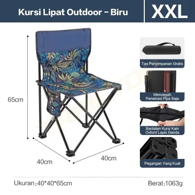 Meja Lipat Outdoor Portable Meja Lipat Camping Berkemah Piknik Bahan Baja Karbon Kuat Tahan Beban Kursi Lipat KG
