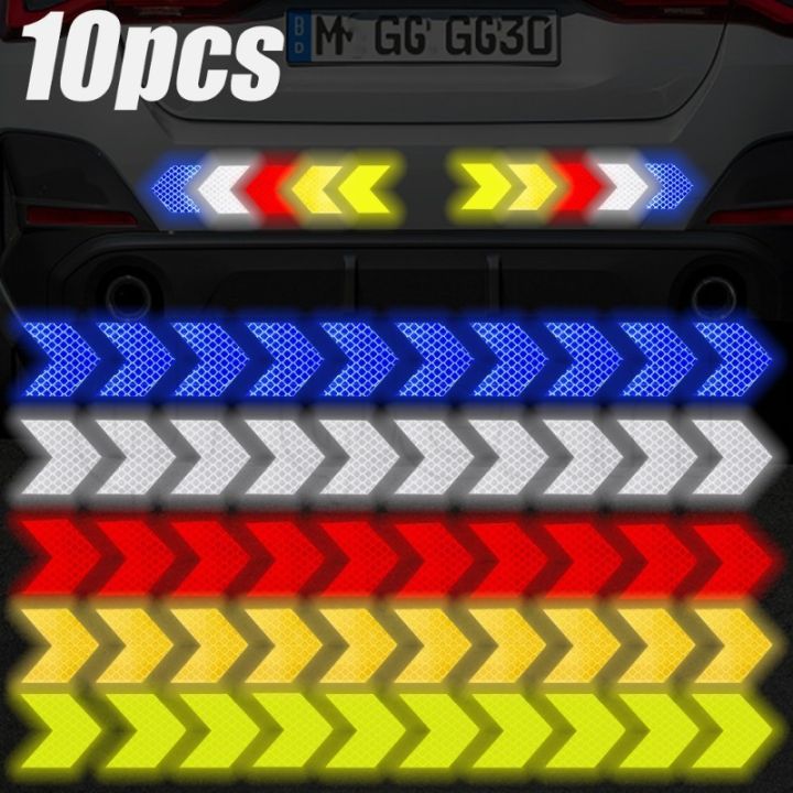 10Pcs Car Arrow Shaped Reflective Stickers Motorcycle Fluorescent