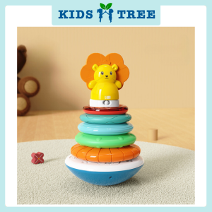 Mainan Muzik Musical Stacking Dinosaur Tumbler Doll Baby Rattles Toy Ring Bell Newborn Early Learning Educational Toys Animal Stacking Toy Hoop