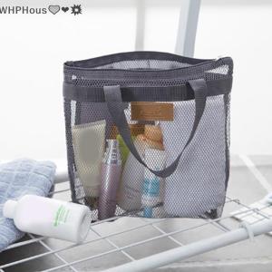 WP💓💛💖 Multifunction Mesh Beach Bag With Zipper Makeup Bag Kids Toys Swimming Pool Storage Bag Quick-Drying Bathroom Organizer