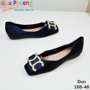 SALE - Giày Búp Bê Đế Độn Nơ Xếp Mũi Vuông Đế Dẽo Da Mềm Cao Cấp 168-48