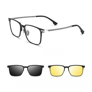 MAOLAZI Fashion Business Polarized Eyeglasses Luxury Retro Square Magnetic Eyewear Optical Prescription Glasses Frame Men Y9022