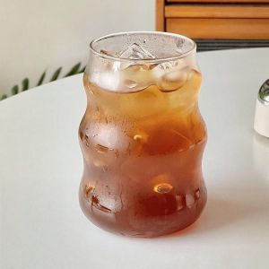 530ml Drinking Cups Heat-resistantn Coffee Milk Tea Cup Creative Clear Vintage Fluted Glassware Drink Glass