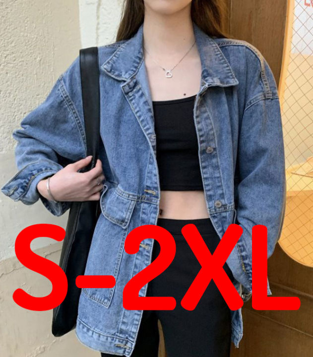 READY STOCK] Women Plus Size Long Sleeve Denim Jeans Shirt Jacket