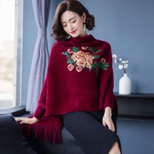 ZYJC Autumn Winter Embroidery Cashmere Scarf Hijab Thicken Warm Shawl Wraps Luxury Elegant Pashmina Blanket