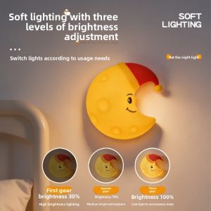 LED Night Light for Kids Bedside Lamp with Stars and Moon Magnetic Suction Silicone Decorative Night Light Gift