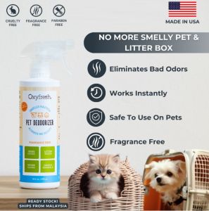Oxyfresh Pet Deodorizer Spray - Remove Pet Odor Cat Litter Deodorizer Pewangi Pasir Kucing Pet Training (470ml)