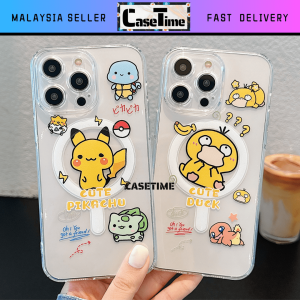 IPH 11 12 13 14 15 Pro Max Cute Cartoon Magnetic Wireless Charging Duck Transparent Soft Stand Case 手机壳