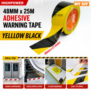 48MM x 25M Adhesive Floor Marking Warning Tape Yellow Black White Red Safety Tape Waterproof