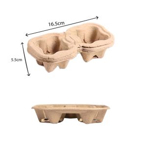 Lazada Packman Disposable Pulp Fiber Cup Holder for 4 Cups - Eco-Friendly Stackable Suitable for Hot and Cold Drinks