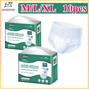 SKISOPGO  Adult Diapers M/L/XL (10pcs/1pack) Adult Pull-Up Pants Leak-Proof Adult Pants Tape Diaper Breathable