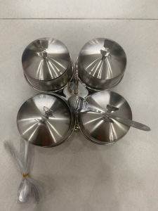 BỘ 4 HỦ Đựng Gia Vị Inox 304 Kèm Khay Đựng cho Nhà bếpQuán Ăn...