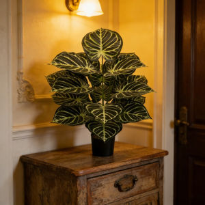 60CM Artificial Plant Realistic Big Leaf Potted Bushes Low Maintenance Green Fake Plant for Indoor Outdoor Decor