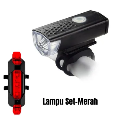 Lampu Sepeda LED Rechargeable 4 Mode Anti Air Aksesoris Sepeda Lampu Keamanan Lampu Set Depan Belakang