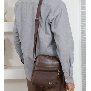 Belfoyer 【การขนส่งภายในประเทศ】 กระเป๋าสะพายหนัง PU สำหรับผู้ชายกระเป๋าสะพายไหล่ธุรกิจเรียบง่ายกระเป๋าเป้สะพายหลังขนาดเล็กแบบมัลติฟังก์ชั่น