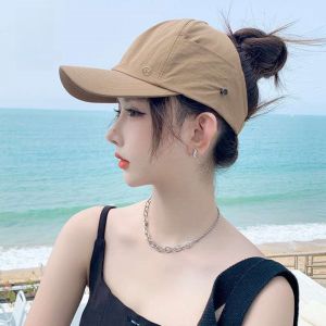 MAKERVY Nhanh khô Mũ che nắng nữ Bảo vệ khỏi tia cực tím Có thể treo khẩu trang Mũ chống nắng kiểu đuôi ngựa Thời thượng Đơn giản Mũ bóng chày Thể thao ngoài trời