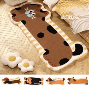 BESTOUR ดูดซับได้ แผ่นพรมห้องนอนลายการ์ตูน 50120ซม ทนต่อการสึกหรอ พรมข้างเตียงแมว ใหม่ แคชเมียร์เทียมหนา แผ่นรองพื้น ข้างเตียง