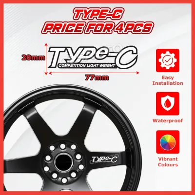 STICKER SSR SPORT RIM TYPE C RS [4 PCS] Accessories Automotive Waterproof Car